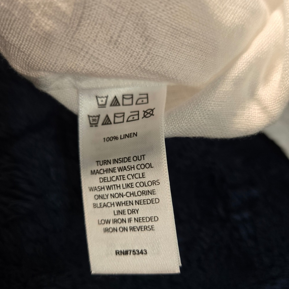 Thom Aaron Mens White 100% European Linen Short Sleeve Button Down Shirt Size M - Picture 6 of 8